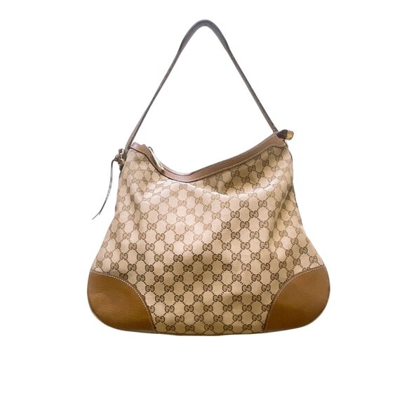 Gucci GG Canvas & Leather Hobo Bag Beige/Brown M - Picture 1 of 14